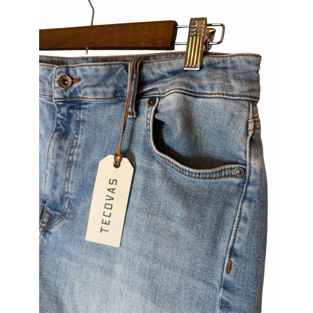 Tecovas Womens High Rise Raw Hem Denim Shorts Medium Wash Blue Size 31 New - Picture 5 of 9